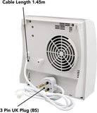 Electric Fan Heater Wall Mounted Bathroom Kitchen Workshop Hot Warm Downflow 2KW