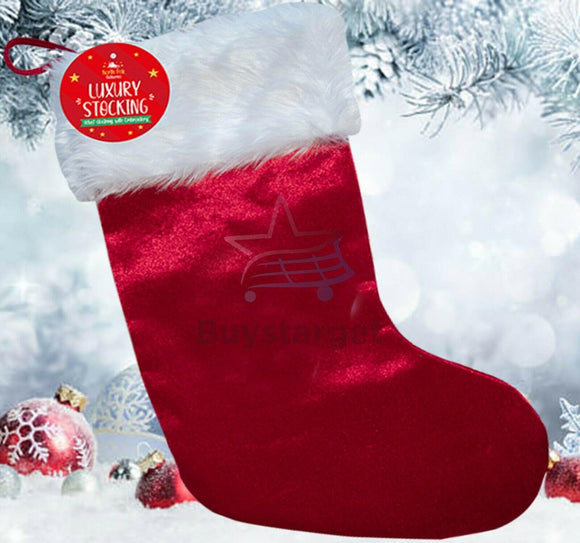 Luxury Red Velvet Christmas Stocking Deluxe Santa Xmas Sack Sock Extra Thick