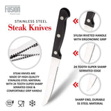 Steak Knives 6x Stainless Steel Cutlery Set Meat Dining Table Knife Kitchen UK