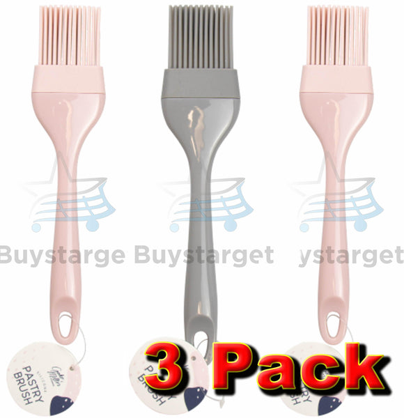 3 Pack BBQ Basting Brushes Baking Oil Handle Pastry Brush Cooking Bread Cakes