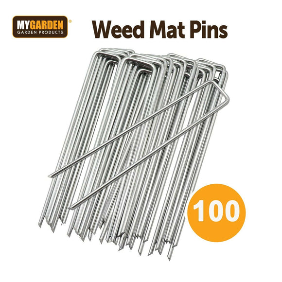 100x Weed Mat Heavy Duty U Pins Artificial Grass Turf Galvanised Steel Pegs UK