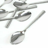 6 Stainless Steel Dessert Table Spoons Serving Set Pattern Kitchen Cutlery Utensils