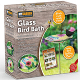 Glass Bird Bath Feeder Bowl Wild Bird Table Station Outdoor Garden Decor UK