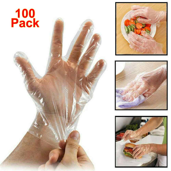 100 Disposable Multi Purpose Gloves Clear Light Safety Protective Food Salon