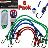 6 X Bungee Cords Set Tie Car Luggage Elasticated Hook Bike Straps Rope Load UK
