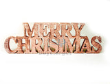 Merry Christmas Rose Gold Glitter Sign Xmas Decorations Home Free Standing UK