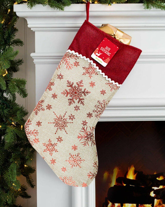 buystarget - Hessian Jute Christmas Stocking Gift Filler Foil Printed Santa Sack Stockings - Home, Furniture & DIY:Celebrations & Occasions:Seasonal Decorations:Christmas Stockings