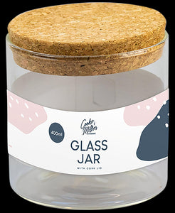 Glass Storage Jar with Cork Lids Airtight Kitchen Storage Stackable Jar 400ml