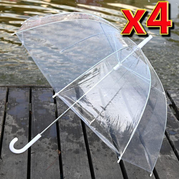 4 x Set Rain Umbrellas Dome Birdcage Transparent PVC Wedding Brolly Clear Bubble