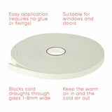 2 X4.5M Foam Draught Excluder Weather Seal Strip Insulation Door Window Tape New