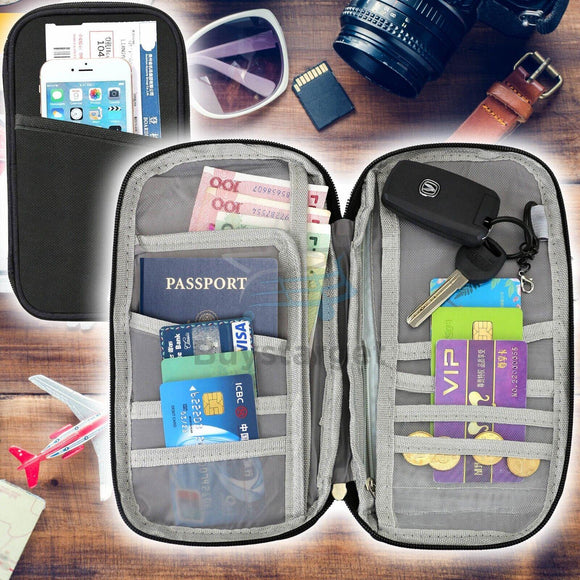 Travel Wallet Passport ID Card Ticket Holder Document Bag Case