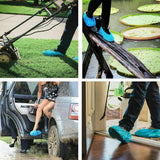 30x Disposable Shoe Boot Covers Blue Plastic Over Shoes Clean Protectors Floor