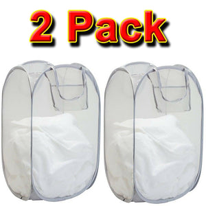 2x 50cm Large Laundry Foldable Mesh Washing Basket Bag Pop Up Hamper Storage