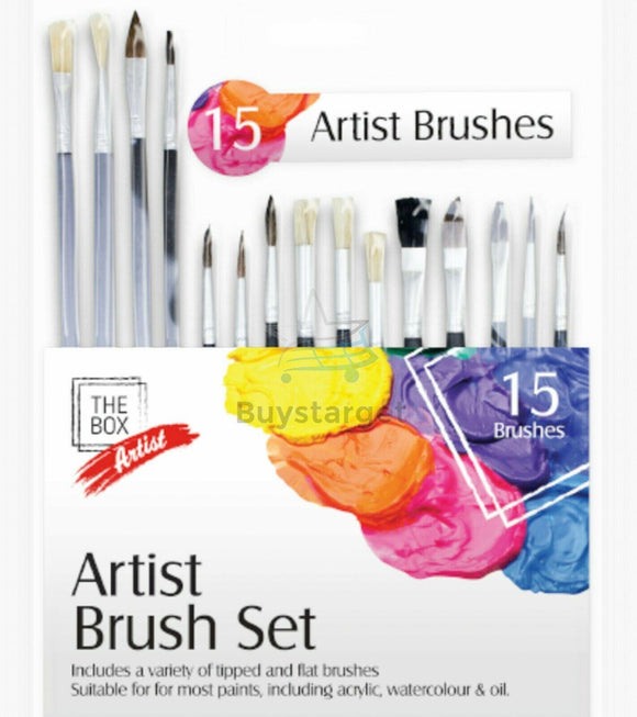 15PC Artist  Professional Brush Set Oil Acrylic Watercolour