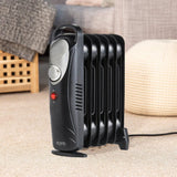 Electric Oil Filled Radiator Portable Heater 6 Fin Thermostat Compact Space Warm