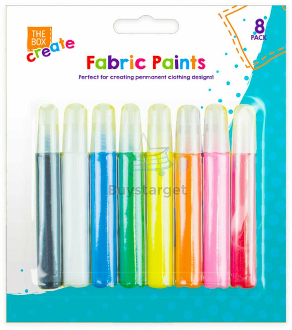 Water Resistant Fabric Paints Pens Permanent T-Shirt Clothes Designs 8 Colours