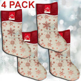 4x Jute Hessian Christmas Xmas Stocking Stockings Foil Printed Santa Gift Sack