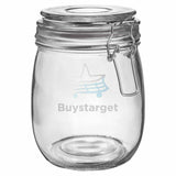 Set of 2 Round Clip Top Glass Jars Glass Preserve Pots Jams Storage Airtight