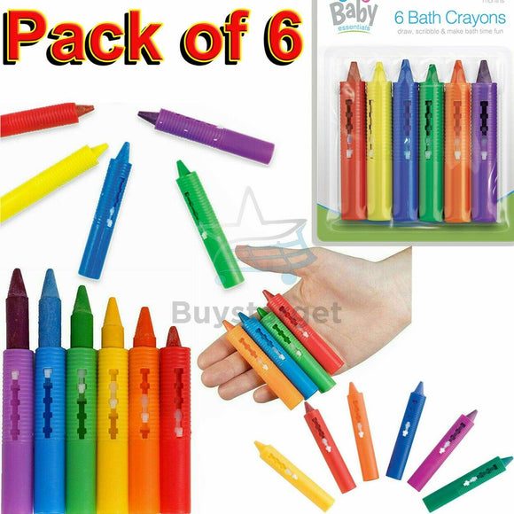 6x Coloured Bath Crayons Tiles Pens Drawing Paints Washable Kids Fun Toy Play