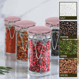 6x Mini Clip Top Glass Spice Jars Herbs Preserve Seal Canister Container 75ml