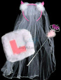 Bride To Be Hen Party Gift Set Fancy Dress Veil Horns Wand Fluffy L Plate