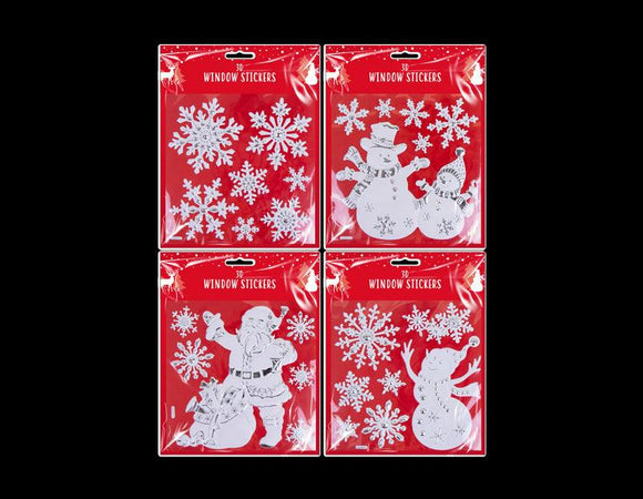3D Christmas Window Stickers Decoration Xmas Reusable Glass Doors Home Silver - Buystarget