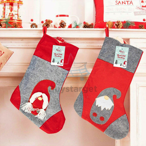 Felt Christmas Stocking Gonk Gnome Xmas Sack Sock Santa Present Gift Bag Party