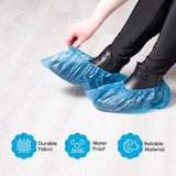 30x Disposable Shoe Boot Covers Blue Plastic Over Shoes Clean Protectors Floor