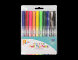 20Pens Thick & Thin Felt Tip Markers Fine Coloring Set Art Craft Stocking Kids