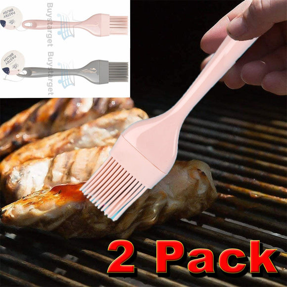 2 Pack BBQ Basting Brushes Baking Oil Handle Pastry Brush Cooking Bread Cakes