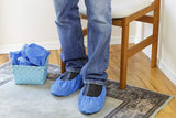 30x Disposable Shoe Boot Covers Blue Plastic Over Shoes Clean Protectors Floor
