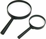 Set of 2 Magnifying Glasses Handheld Magnifier Reading Loupe Glass Lens Eye UK
