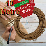 10m Craft Florist Wire Rustic Natural Paper Covered Brown Tie Cord Wrap DIY UK