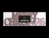 Merry Christmas Rose Gold Glitter Sign Xmas Decorations Home Free Standing UK