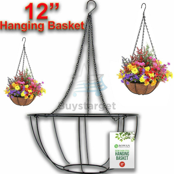 Large Metal Hanging Basket Round Wire Planter Plant Pot Outdoor Garden UK