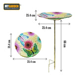 Glass Bird Bath Feeder Bowl Wild Bird Table Station Outdoor Garden Decor UK