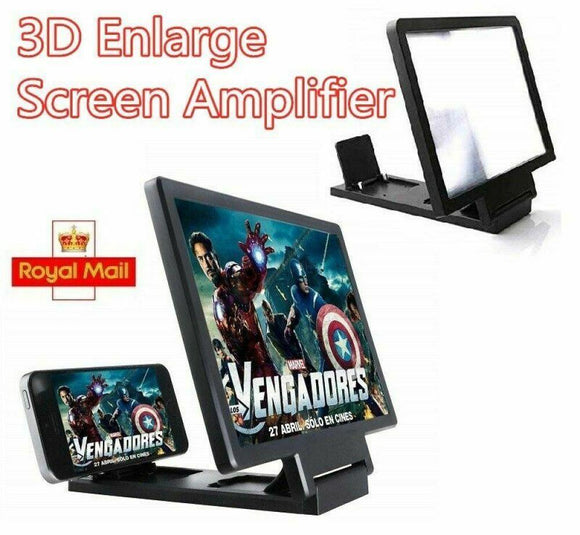 Phone Screen MAGNIFIER Mobile 3D Amplifier Video Smart FOLDING Stand Foldable