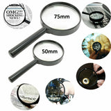 Set of 2 Magnifying Glasses Handheld Magnifier Reading Loupe Glass Lens Eye UK