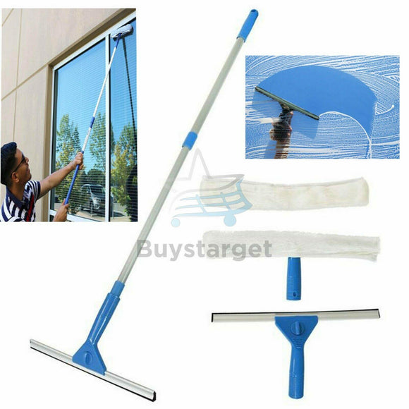 Window Cleaning Tool Mop Wash Wipe Set Extension Pole Telescopic Squeegee Kit