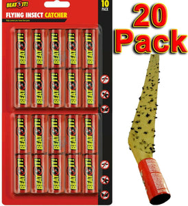 ??20 Fly Insect Catcher Paper Sticky Glue Bug Trap Killer Strong Roll Tape Strip - Buystarget