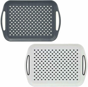 Anti Non Slip Serving Tray Easy Grip Waiter Food Dinner Drink Plastic Surface - Buystarget