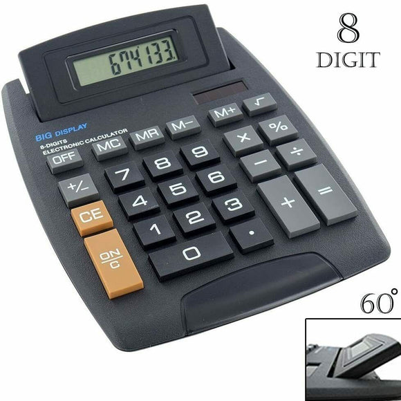 Jumbo Calculator 8 Digits Large Buttons School Office Desk Tilt Pop Up Screen