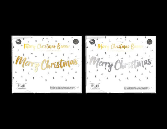 Merry Christmas Banner Typography Bunting Hanging Garland Xmas Decoration UK