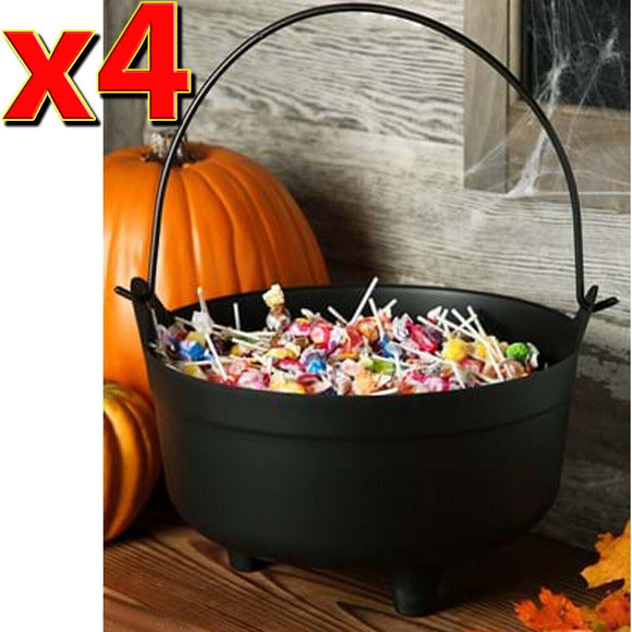 4x Spooky Witch Cauldron Halloween Party Prop Decoration Trick or Treat Basket