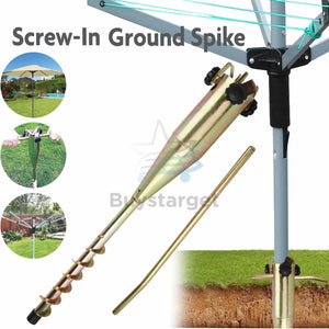 Heavy Duty Steel Screw In Ground Spike Parasol Airer Rotary Washing Line Stand