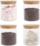 Set of 3 Glass Storage Jars with Cork Lids Airtight Kitchen Storage Jar 400ml