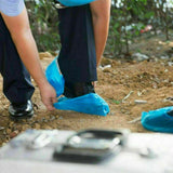 30x Disposable Shoe Boot Covers Blue Plastic Over Shoes Clean Protectors Floor