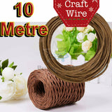 10m Craft Florist Wire Rustic Natural Paper Covered Brown Tie Cord Wrap DIY UK