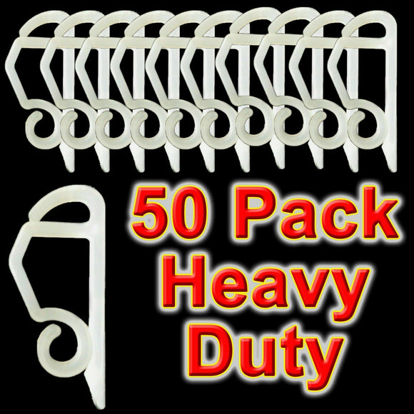 50 x Gutter Hooks Clips Outdoor Christmas Xmas Icicle Fairy Lights Plastic White