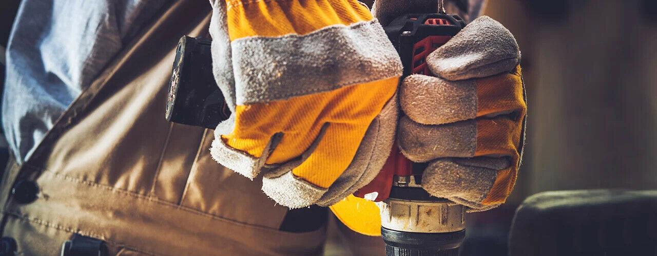 Double palm leather work gloves top